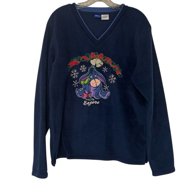 Disney Eeyore Navy Blue V Neck Fleece Pullover - Picture 1 of 6